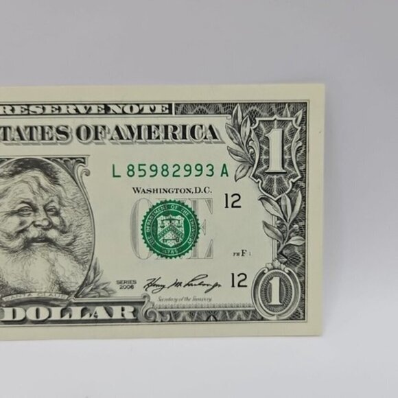 Publix Supermarket Christmas 2006 Santa One Dollar Note Uncirculated NOEL - Picture 3 of 16